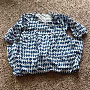 Chic Blue and White Patterned Maxi Dress